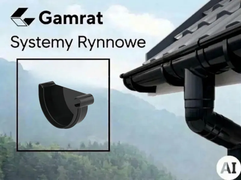 gamrat system rynnowy pvc denko prawe czarne 