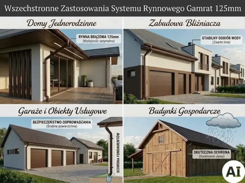 gamrat systemy rynnowe pvc zastosowanie systemu 125mm ciemny brąz
