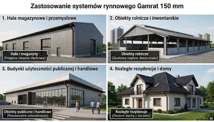 gamrat systemy rynnowe pvc zastosowanie rynny 150mm ciemny brąz