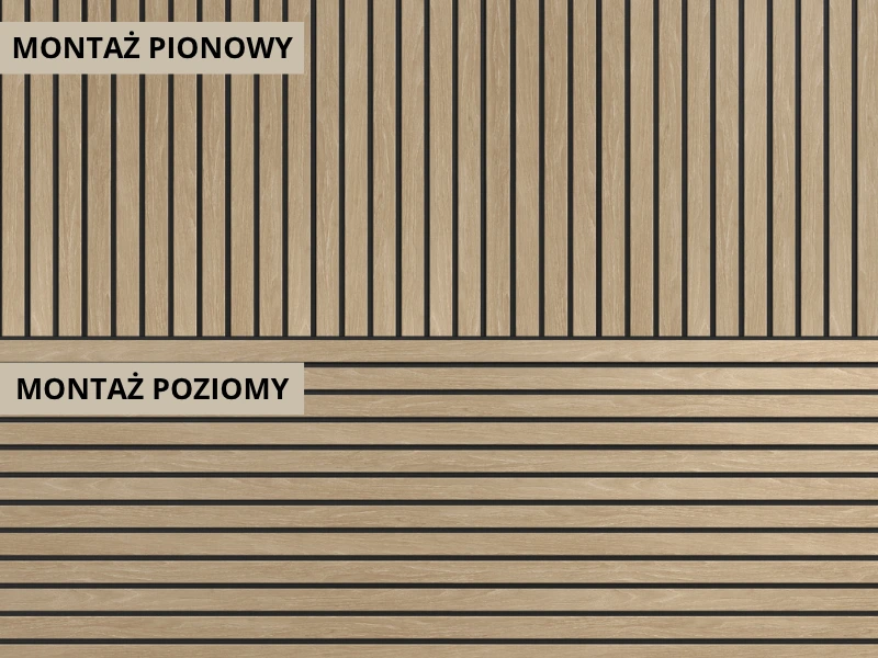 Pionowe i poziome ułożenie paneli z kolcji Fronto V-Black w kolorze dębu