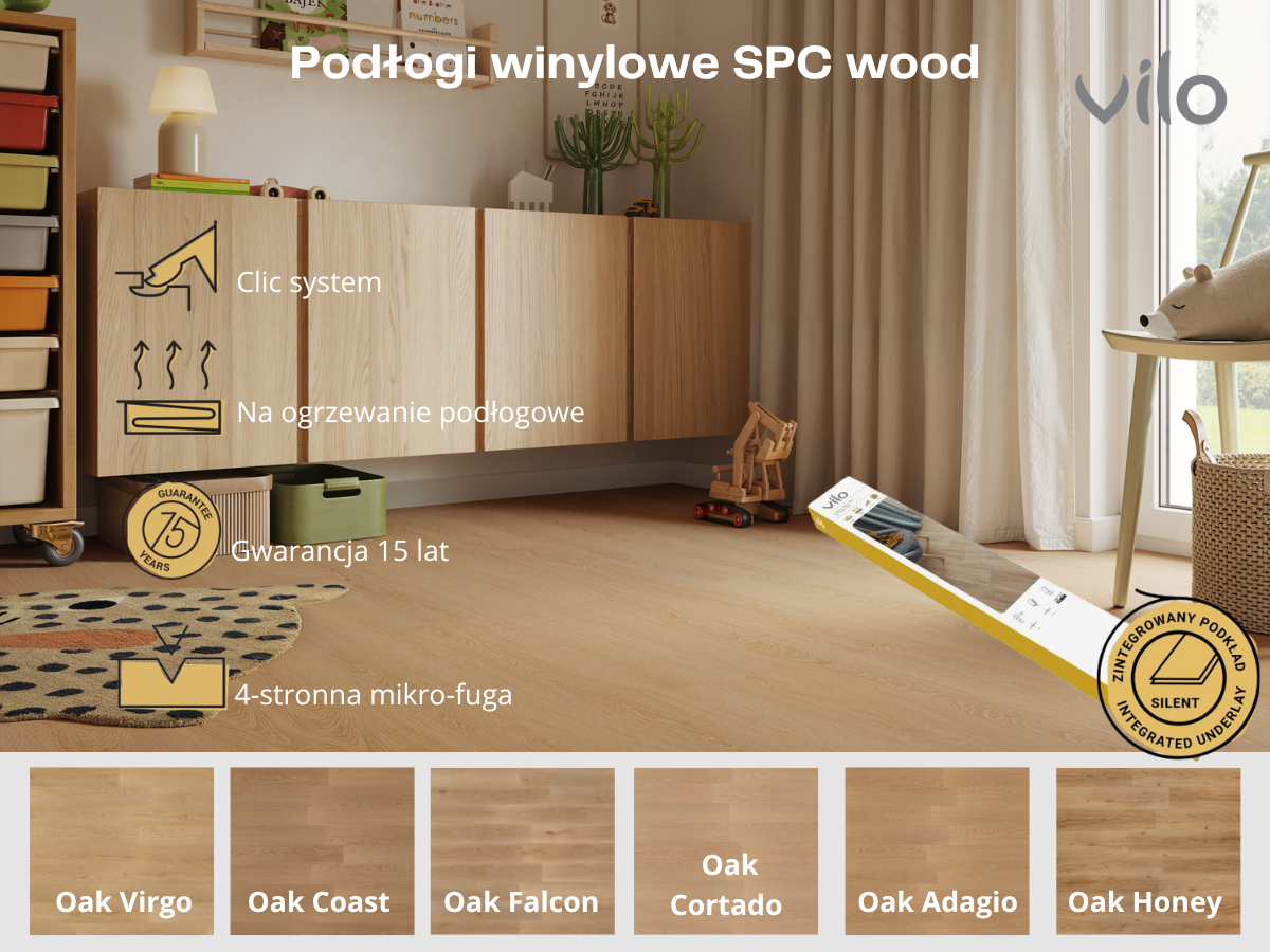Kolory paneli podłogowych SPC Vilo z kolekcji Wood
