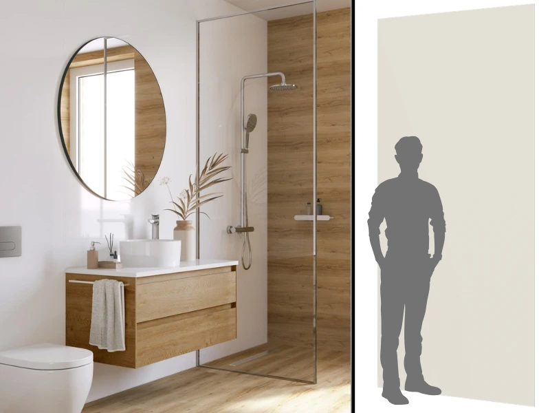 Porówanie dużego formatu 120cm x 265cm do średniej wielkosci człowieka