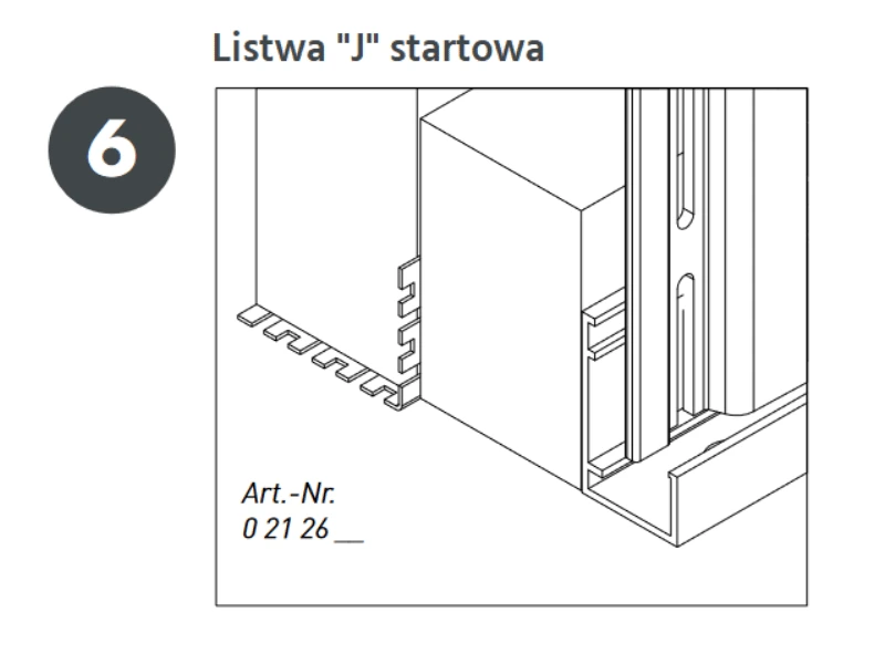 Schemat zastosowania listwy startowej J Vinylit