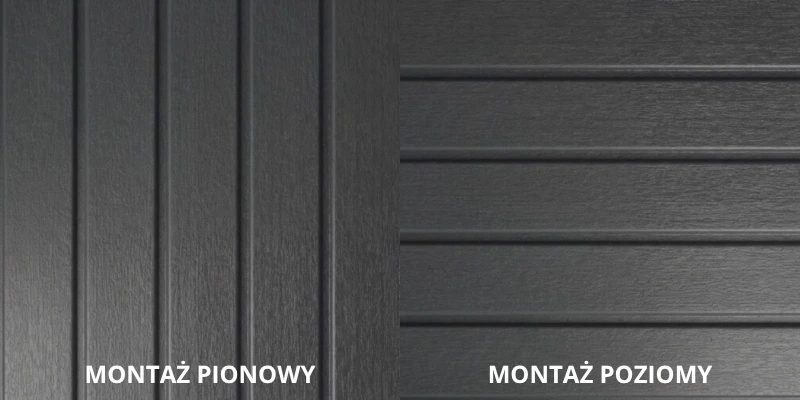 Ułożenie pionowe i poziome paneli Vinylit Round w kolorze antracyt