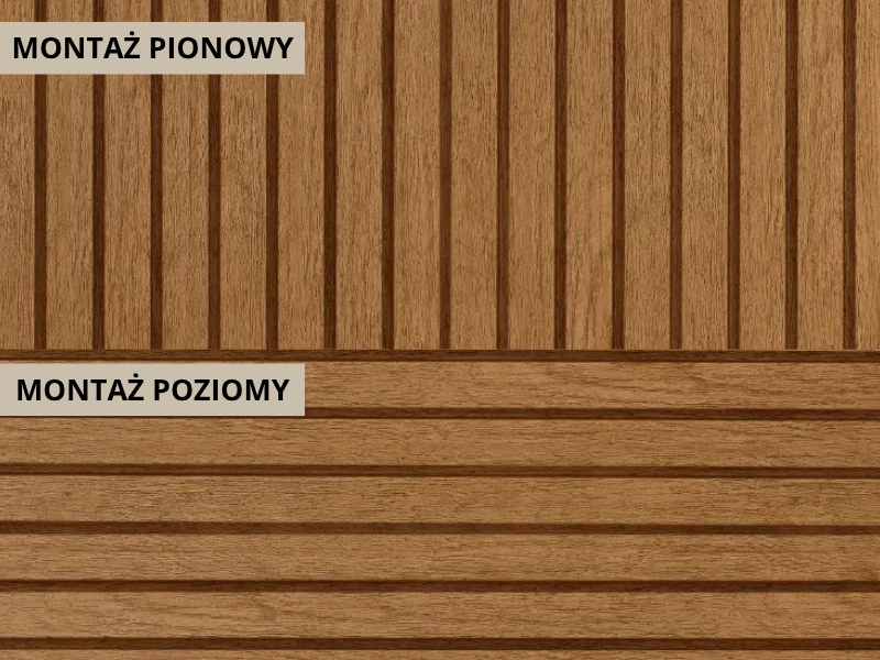 Ułożenie pionowe i poziome paneli Fronto Max-3 w kolorze winchester