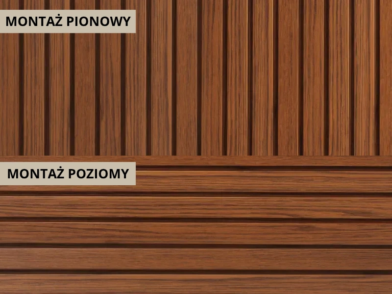 Pionowe i poziome ułożenie paneli Fronto Max-3 w kolorze złotego dębu