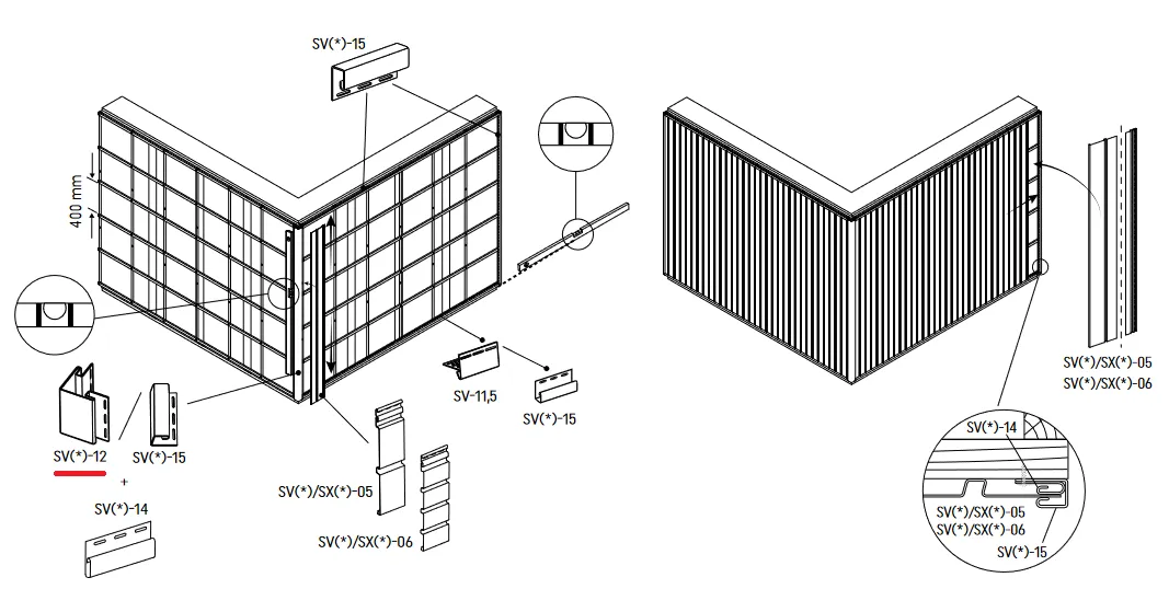 Zdjęcie zastosowania przy montażu paneli sidingowych i lamelowych w pionie