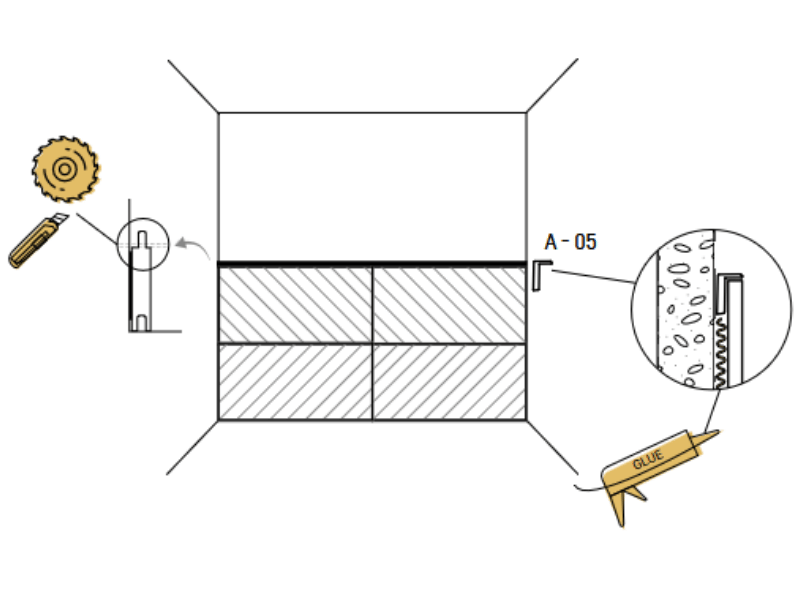 Zdjęcie montażu z wykorzystaniem listew wykończeniowych