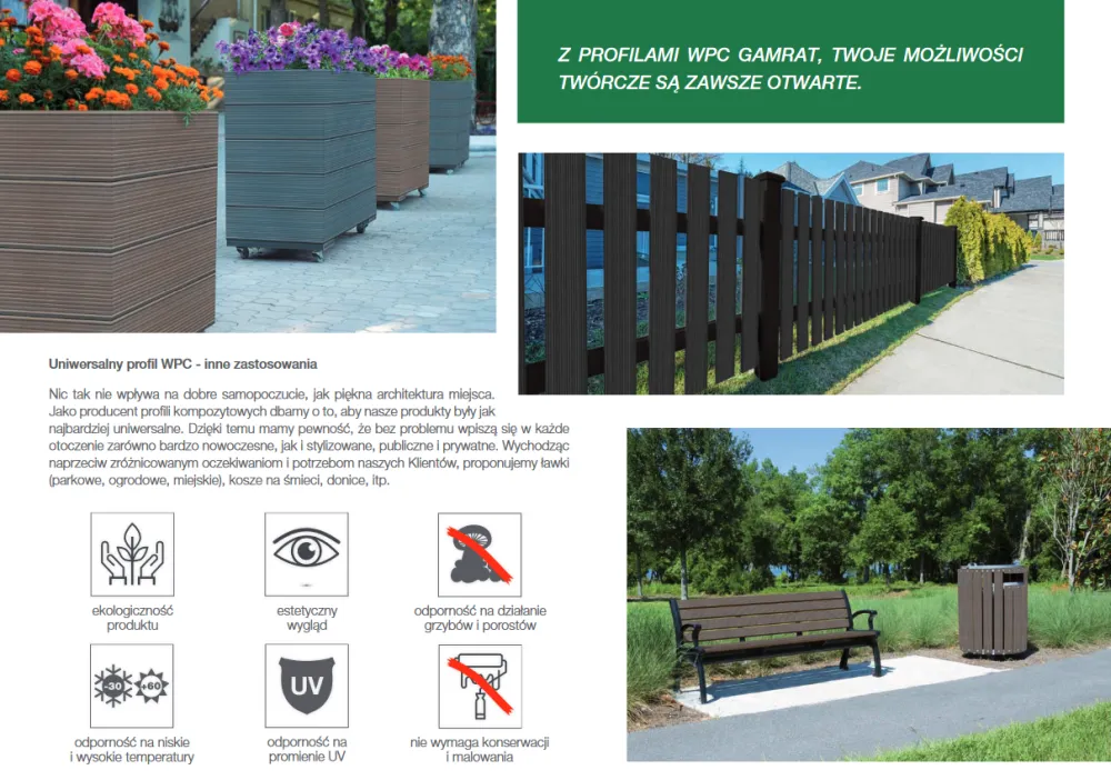 Zdjęcie realizacji i zalet profili uniwersalnych Gamrat WPC