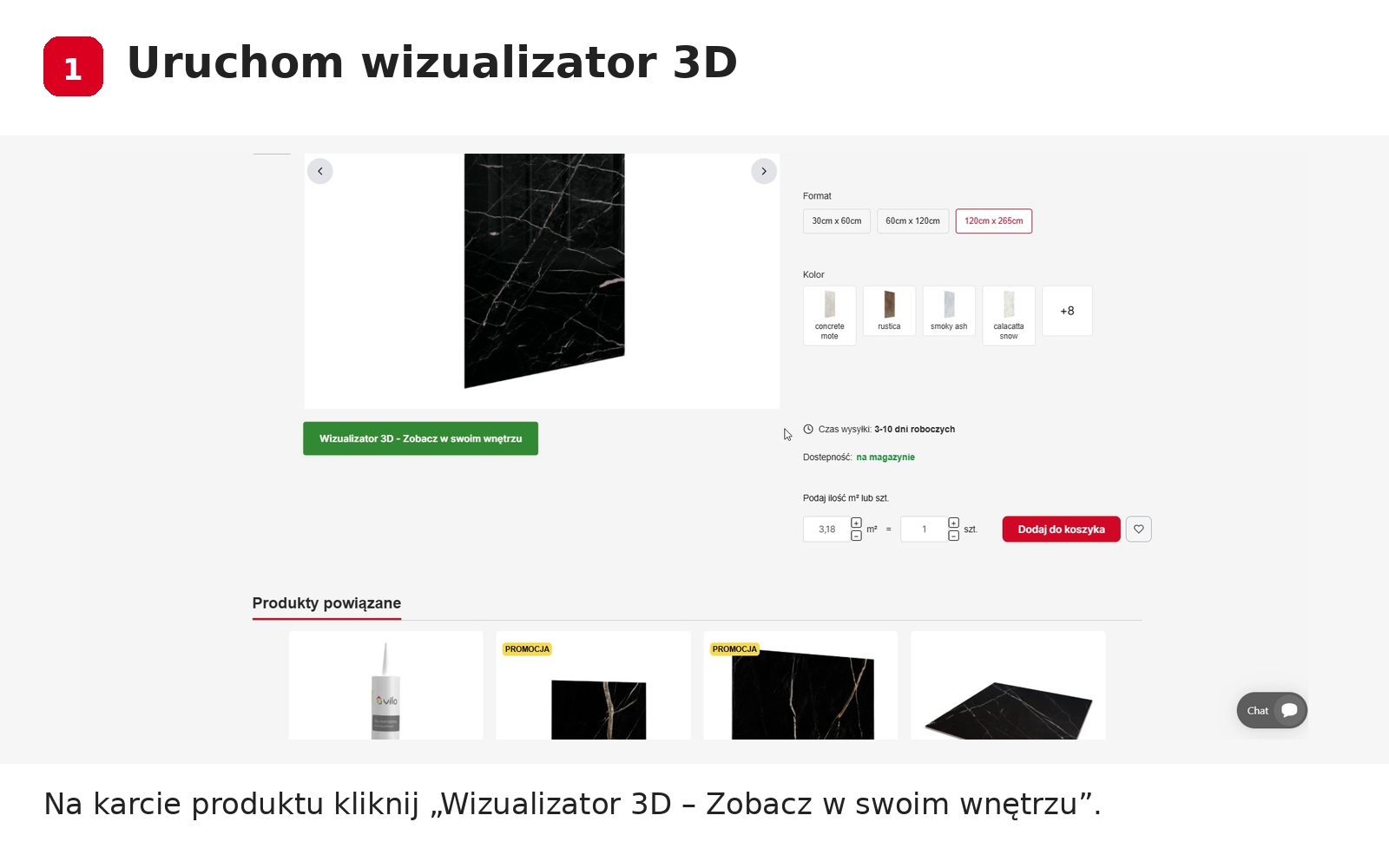 Uruchomienie wizualizatora 3D na karcie produktu Ecoplast