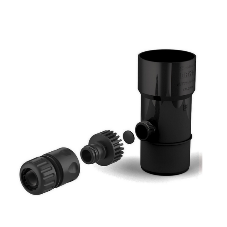 BRYZA PVC czarny - Odzyskiwacz wody deszczowej / 90mm + końcówki