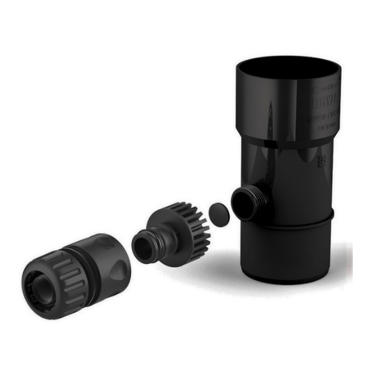 BRYZA PVC czarny - Odzyskiwacz wody deszczowej 63mm + końcówki